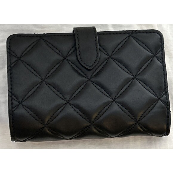 Kate Spade New York Black Quilted Diamond Pattern Women's Wallet with Zipper - Picture 2 of 6